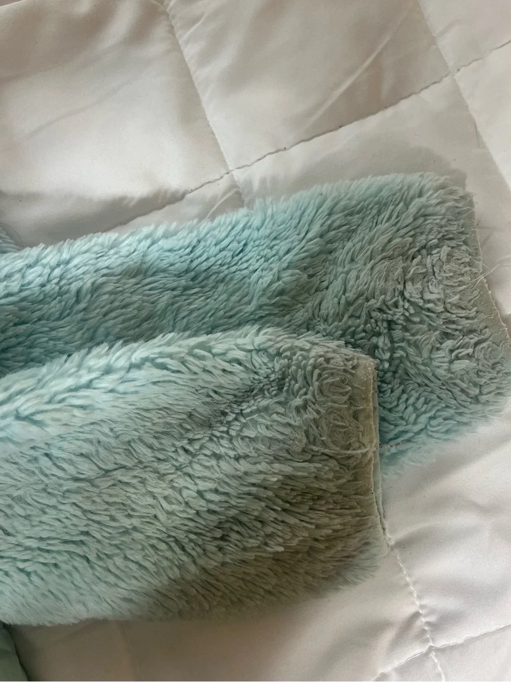 Justice Light Mint Blue Hooded Puffer Jacket with Faux-Fur Sleeves